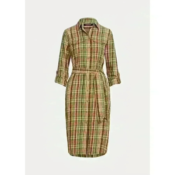 Lauren Ralph Lauren Dresses & Skirts - NEW Lauren Ralph Lauren Women's 8P Plaid Cotton Belted Shirtdress NWT $145